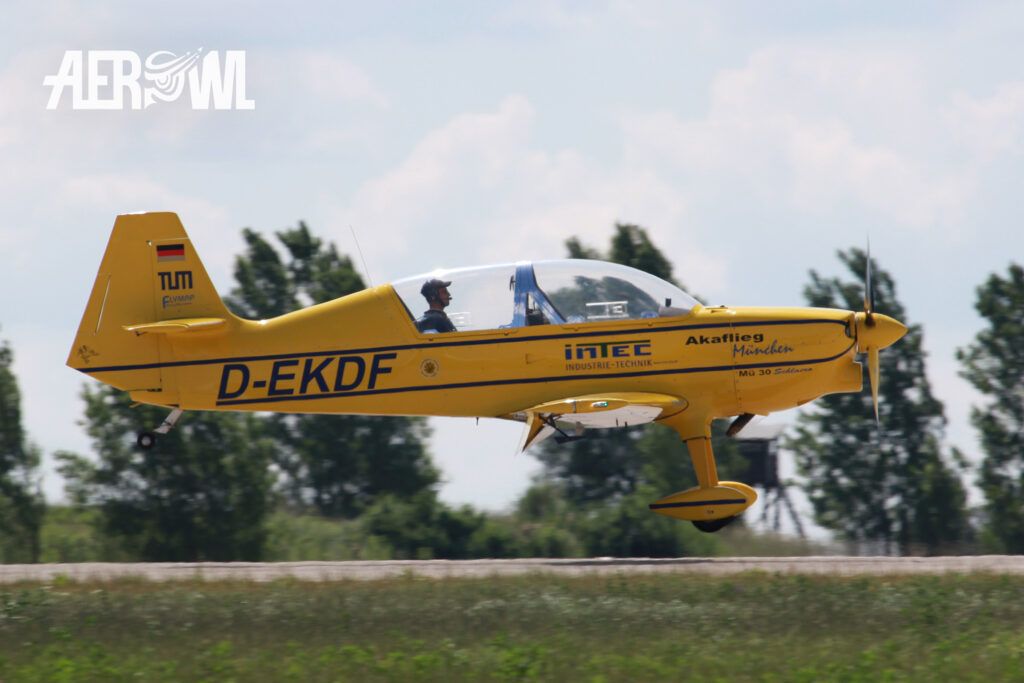A german Akaflieg München Mü 30 „Schlacro“ take off during the ILA 2014 at the BER airport Berlin/Brandenburg in Germany.