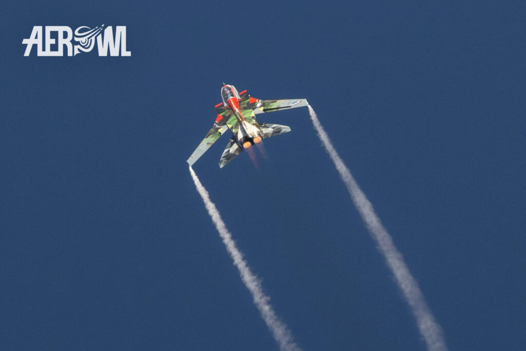 Steaming Panavia Tornado PA-200 "50Years Anniversary" version during its air display of the German Air Force at the ILA 2024 in Berlin, Germany.