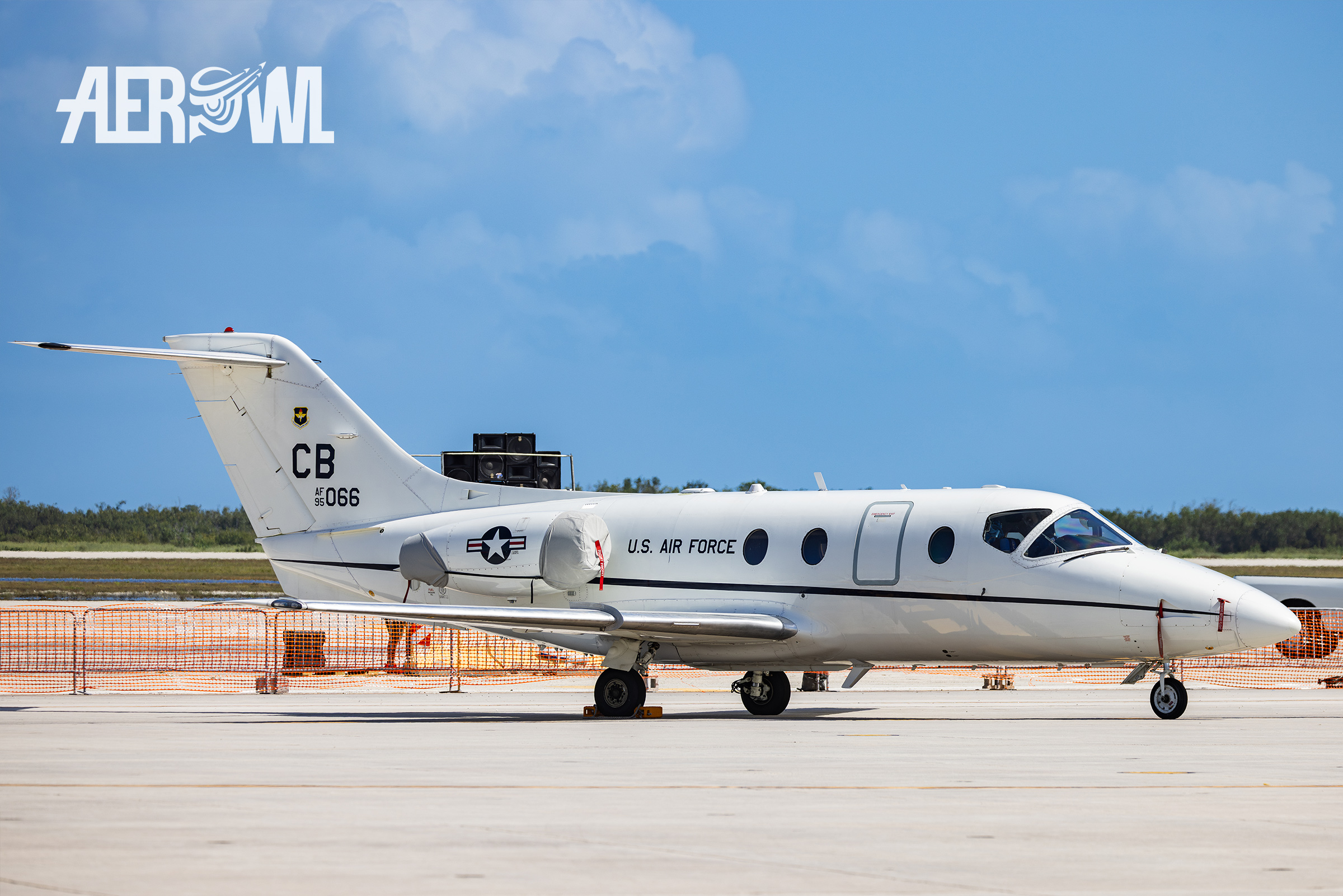A Beech T-1A Jayhawk of the USAF parking during the NAS Key West Southernmost Air Spectacular 2025 in Florida.