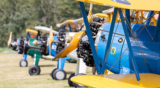 Parking Boeing Stearmans at the Stearmans&Friends2024 at the Bienenfarm near Berlin, Germany.