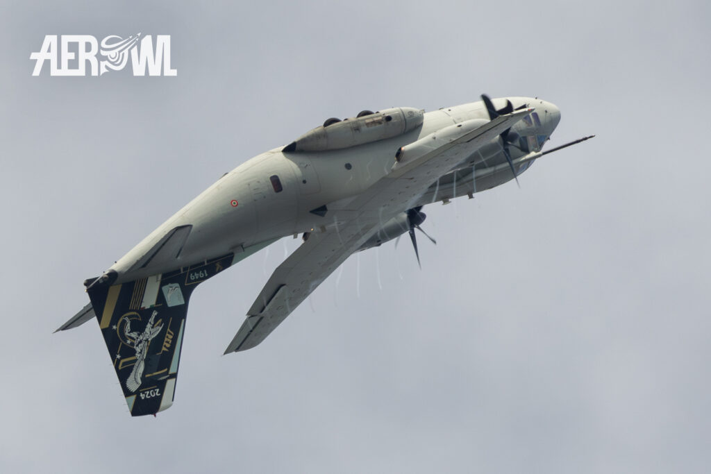 An Italian Air Force Alenia C-27 J Spartan spinning wild with beautiful wake vortices on the propellers at the AirPower24 in Zeltweg, Austria.