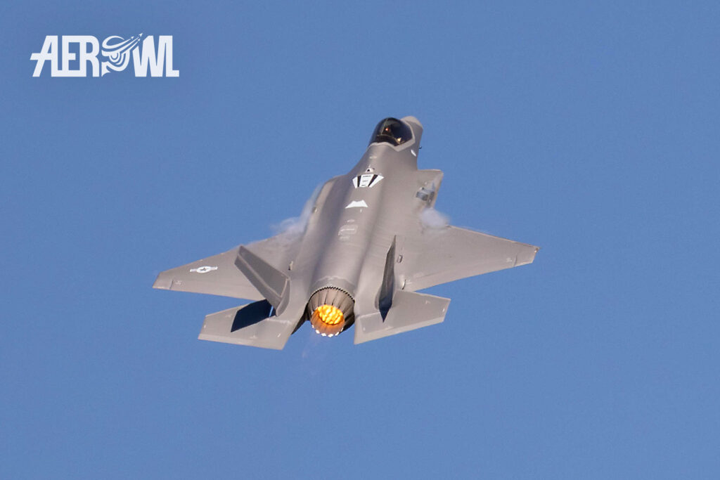 Lockheed Martin F-35A climbs up to its air display of F-35 Demo Team with Melanie "Mach" Kluesner at the ILA 2024 in Berlin, Germany.