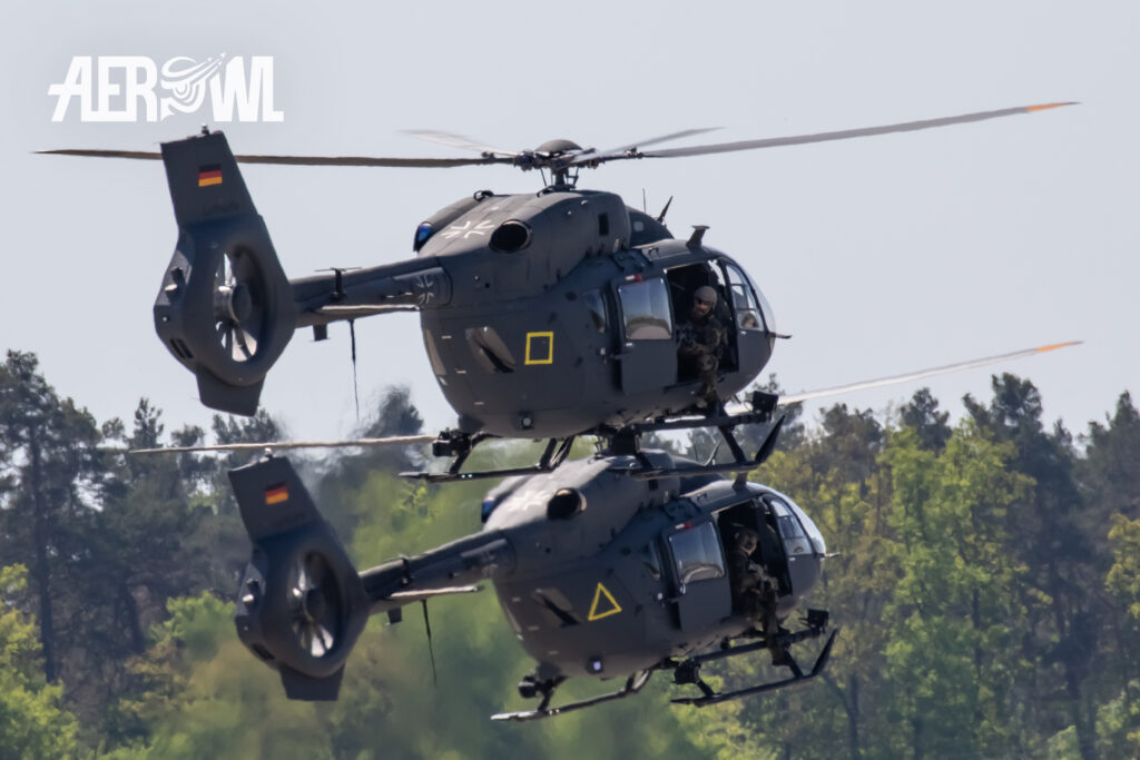 Eurocopter H145M Light Utility Helicopter Special Operations Forces of the Bundeswehr during an demonstration during the ILA 2016 at the BER airport Berlin-Brandenburg in Germany.