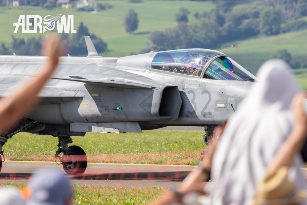 Saab JAS-39 Grippen of the Czech Air Force rolling after its air display during the AirPower24 in Zeltweg, Austria.