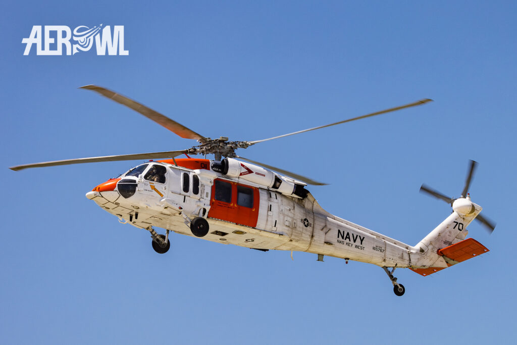 A Sikorsky MH60 "Search And Rescue" air display at the NAS Key West Southernmost Air Spectacular 2025 in Florida.