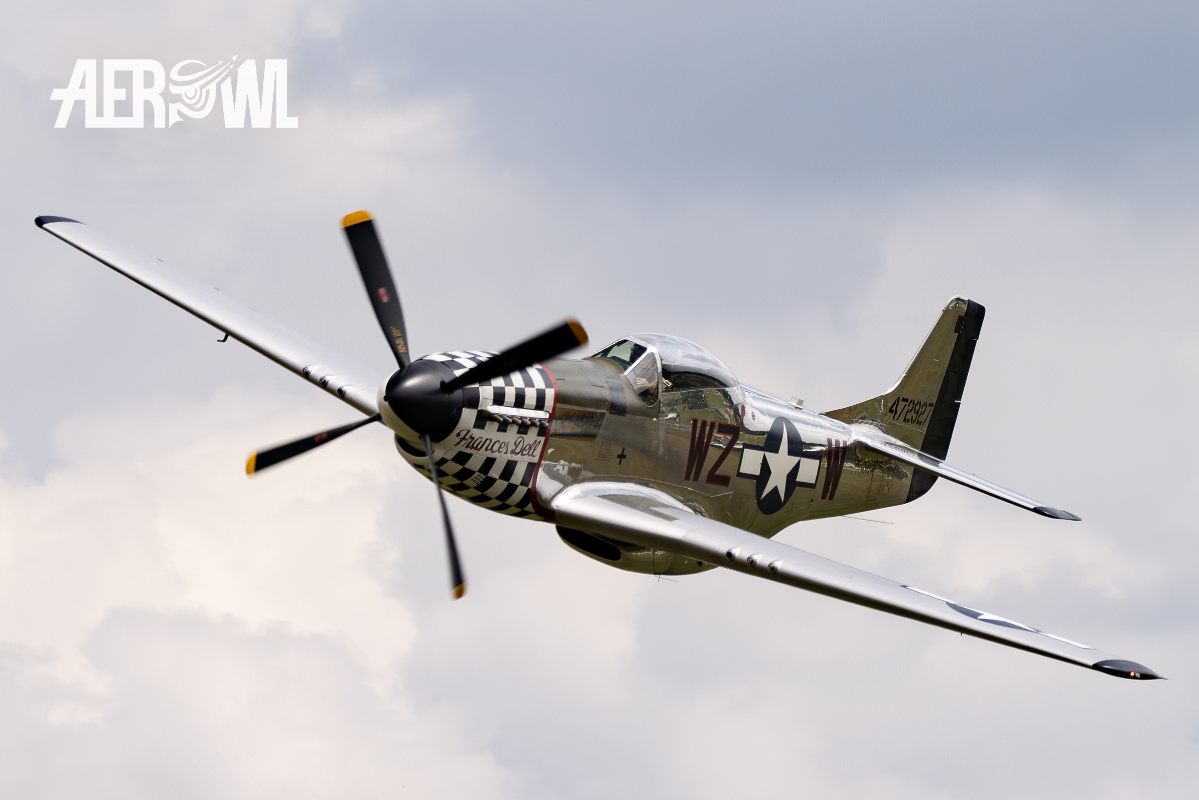 A North American P-51D Mustang air display during the Stearman&Friends2023 at the Bienenfarm airport near to Berlin.