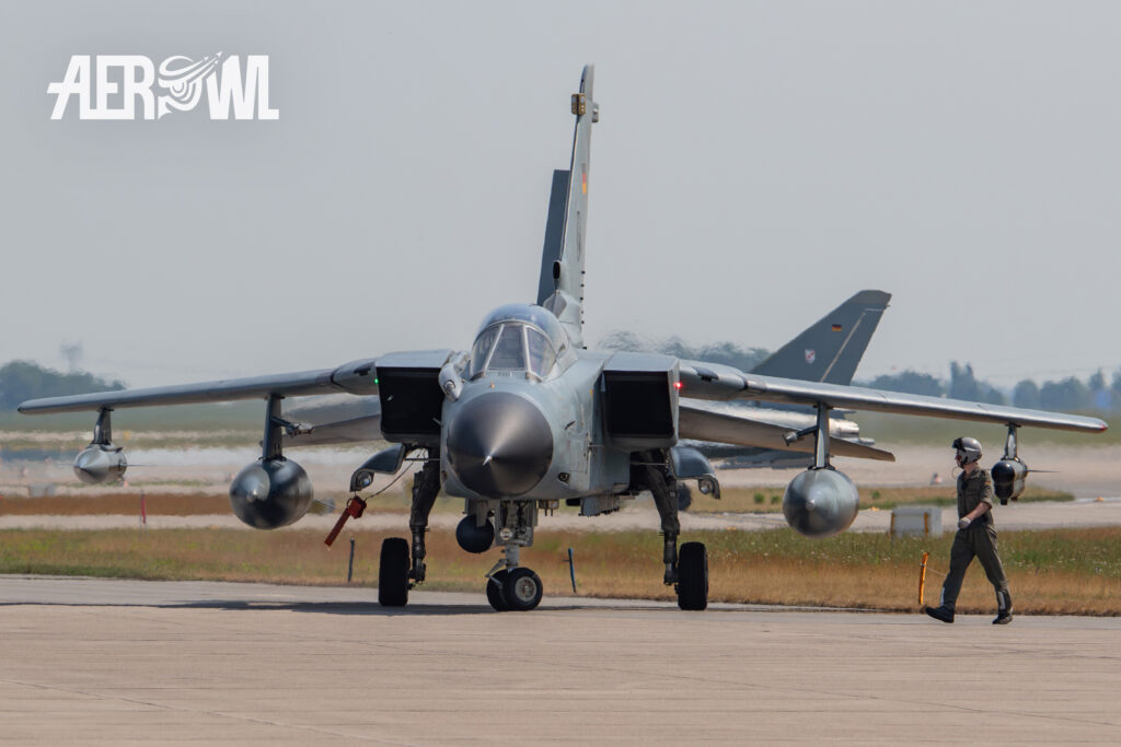 A Panavia Tornado PA-200 IDS of the Bundeswehr taxiing after its air display at the ILA 2016 in Berlin, Germany.