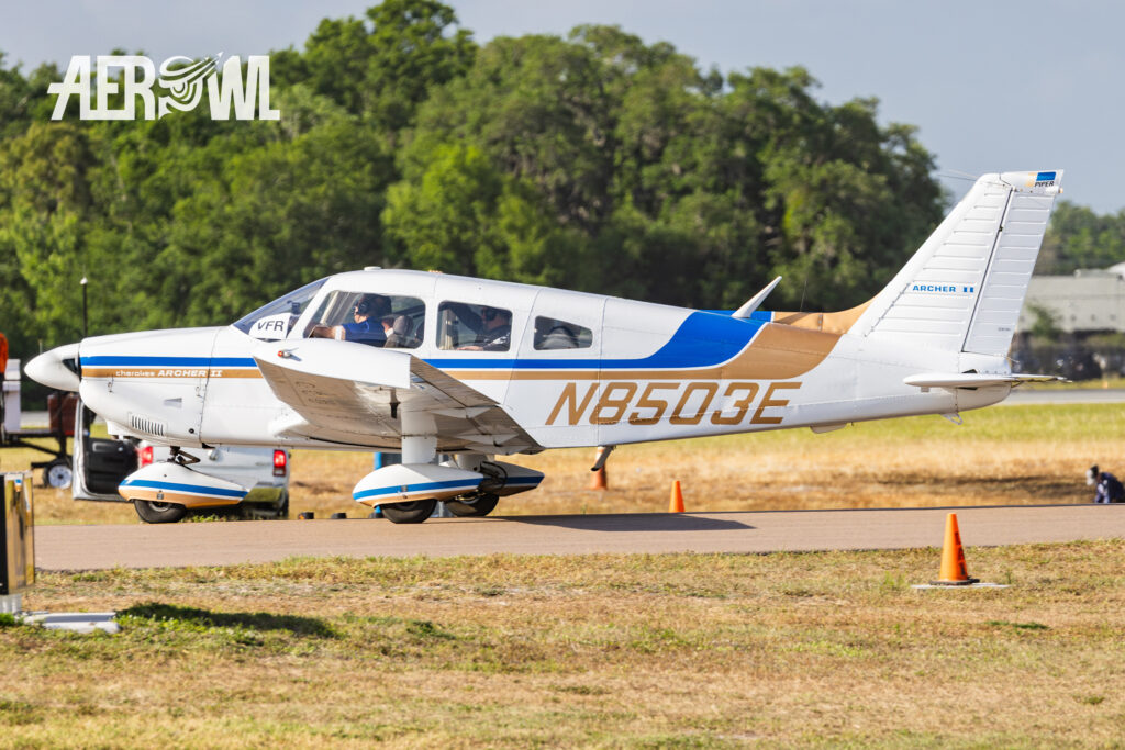 A 1976 Piper PA-28-181 Cherokee also on its way to the runway during the Sun´n Fun 2025 in Lakeland, Florida.