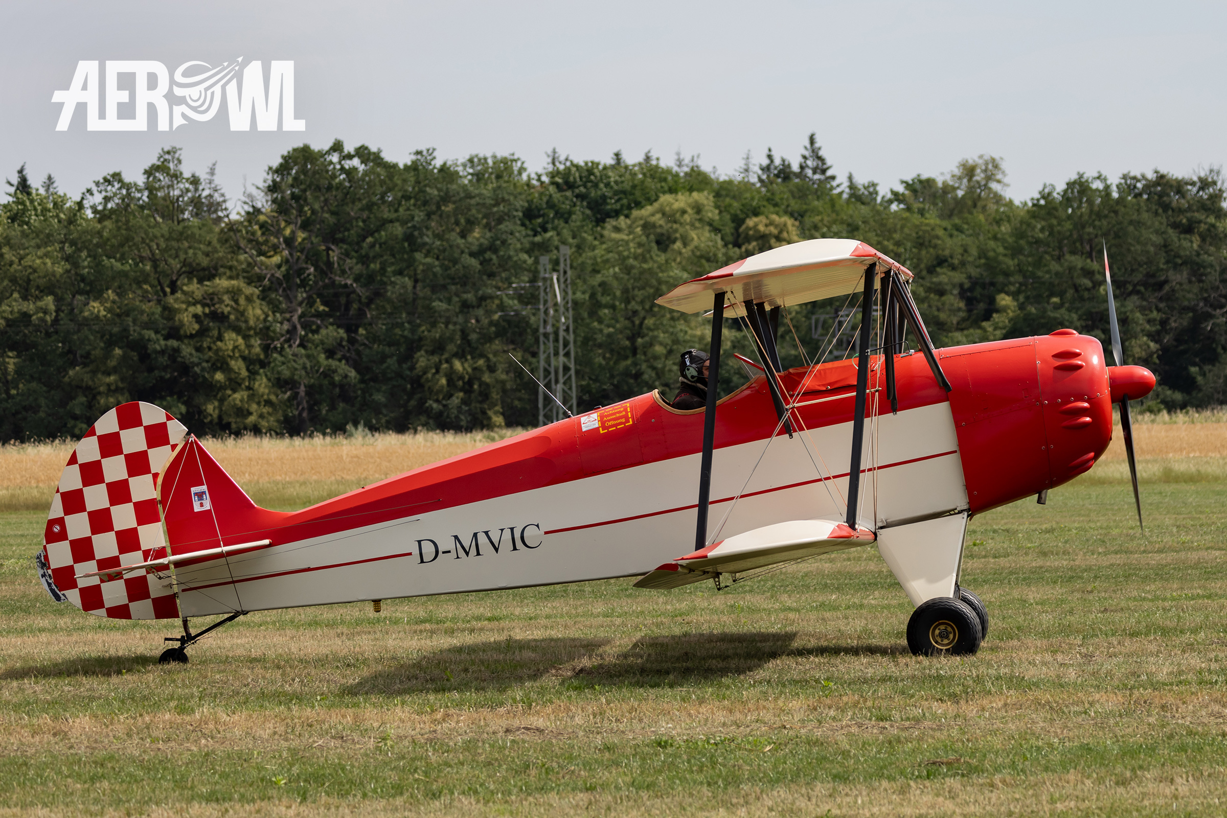 A unique one, a Platzer Kiebitz B6 (D-MVIC) after it´s landing rolling next to the audience during the Stearman&Friends2023 over the Bienenfarm near Berlin, Germany.