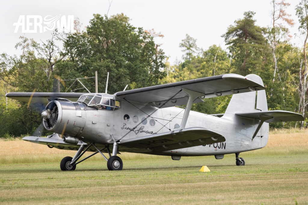 The great PZL-Mielec An-2TD (Antonov 2) Tante Anna starting at Stearman&Friends2023 at Bienenfarm Airport near Berlin.
