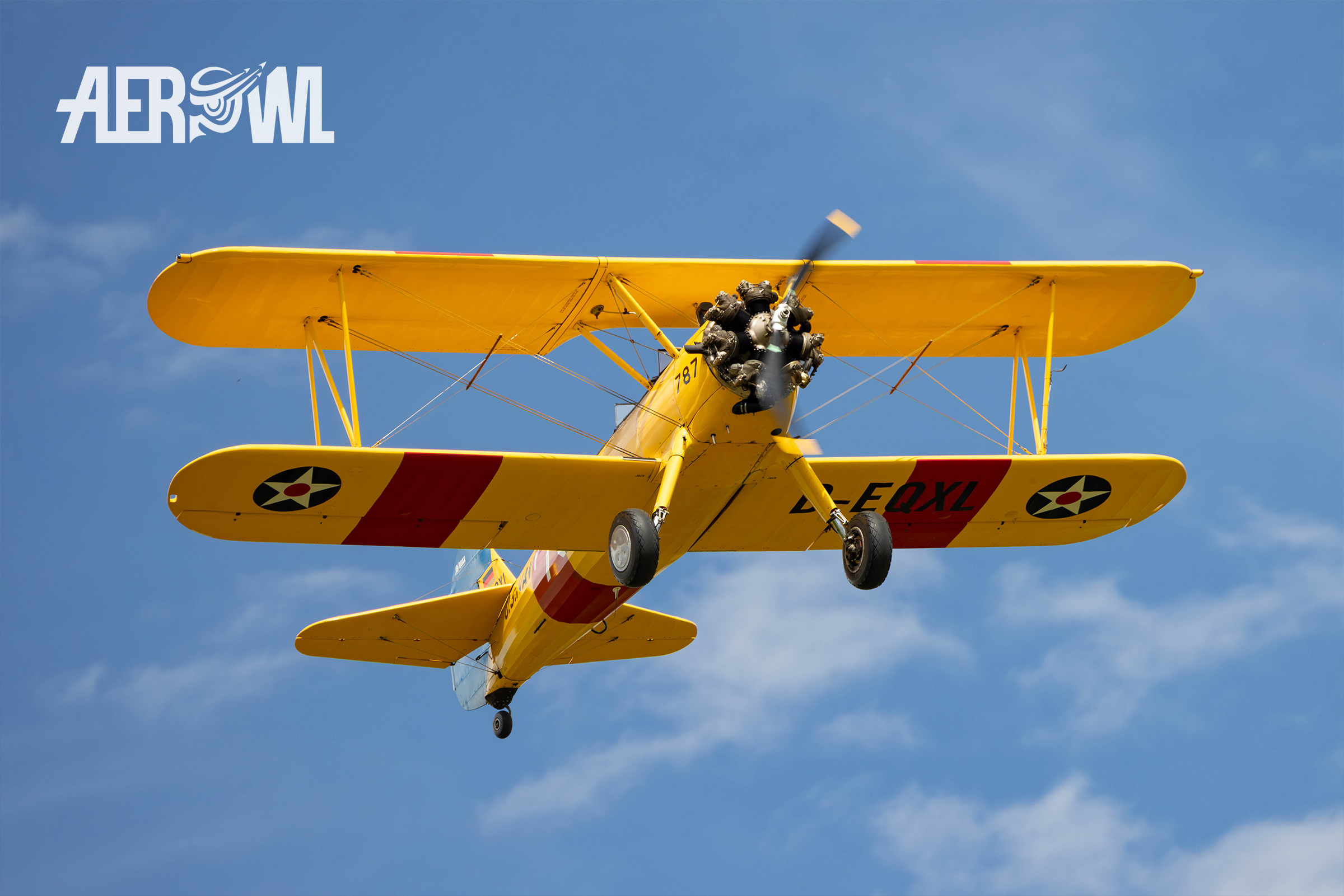 A beautiful Boeing-Stearman PT-17 from 1941 during the Stearman&Friends 2024 at the Bienenfarm near Berlin, Germany.