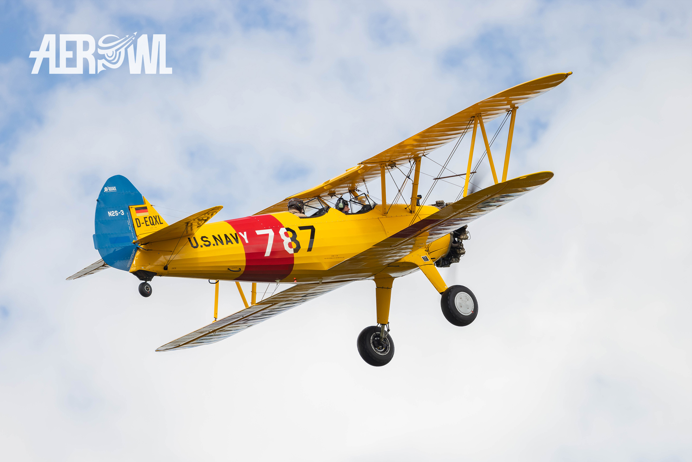A Boeing-Stearman PT-17 from 1941 during the take off at the Stearman&Friends 2024 over the Bienenfarm near Berlin, Germany.
