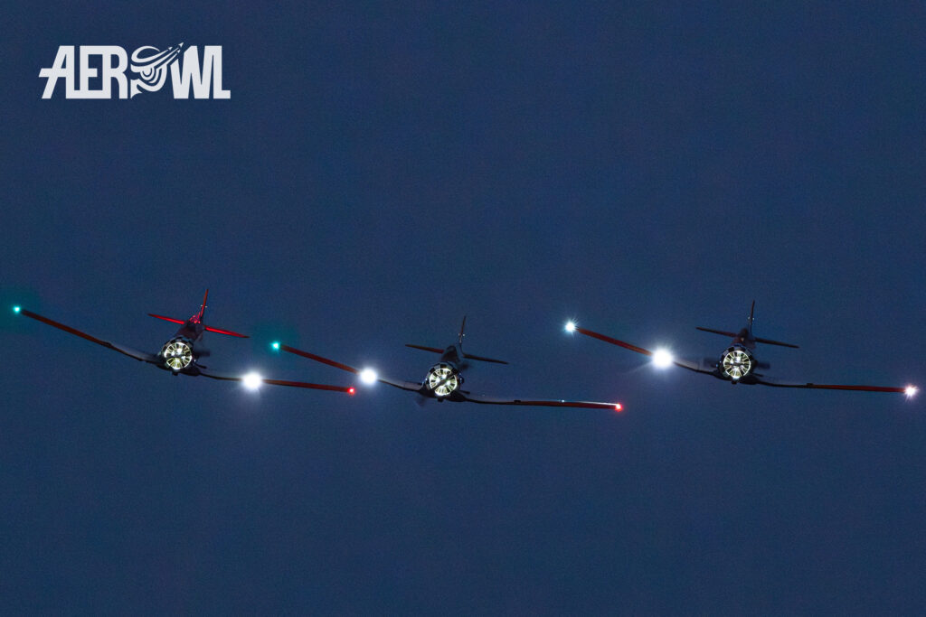 Titan Aerobatic Team - North American AT-6 "Texan" inbound with nice lights to the evening show during the Sun´n Fun 2025 in Lakeland, Florida.