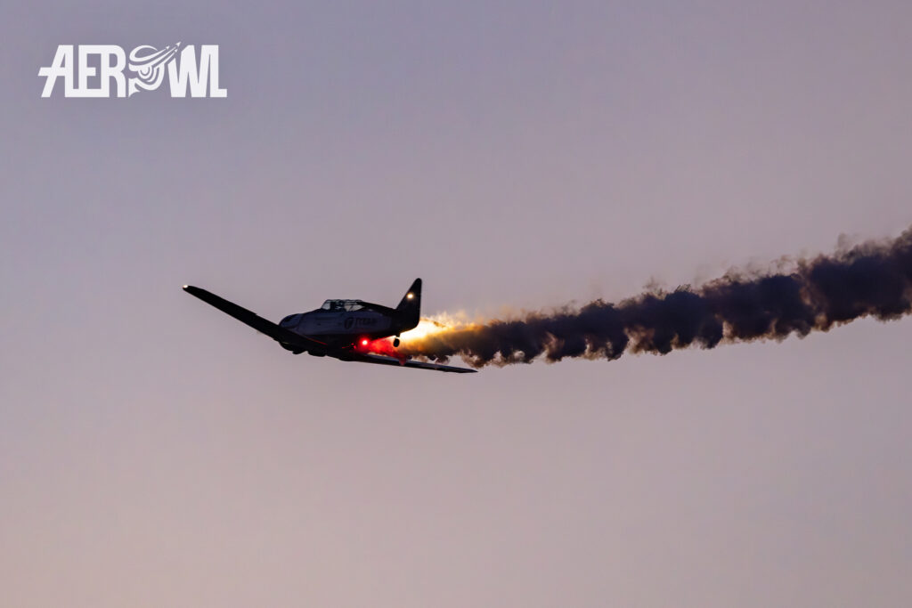 Titan Aerobatic Team - North American AT-6 "Texan" smoke on to the evening show at the Sun´n Fun 2025 in Lakeland, Florida.