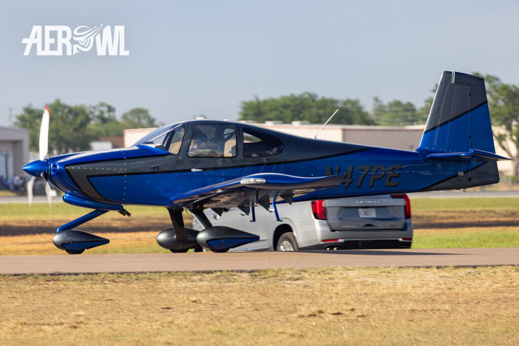 Patrick Burrows / Eric Haller blueVans RV10 on its way to the runway during the Sun'n Fun 2025 in Lakeland, Florida.